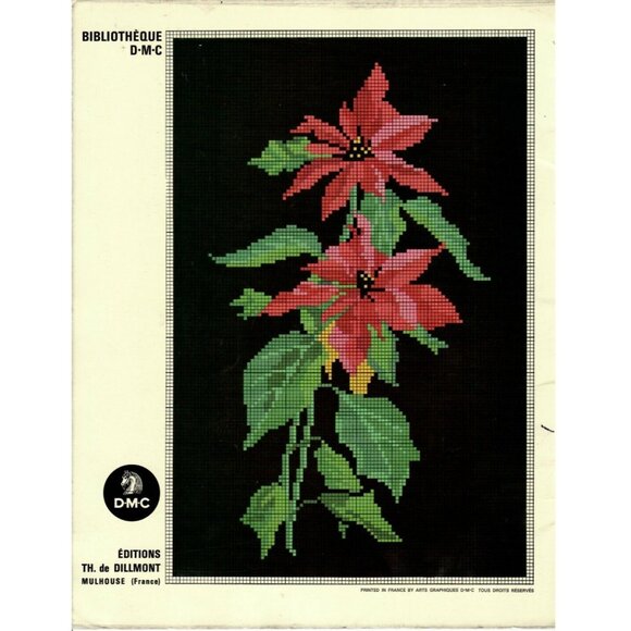 Tapestry Pattern Booklet Bird & Poinsettia #8382 1 In French DMC La Tapisserie - Picture 3 of 5